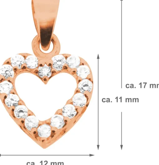 LUISIA® Kettenanhänger Herz mit Zirkonia - 925 Sterling Silber Roségold