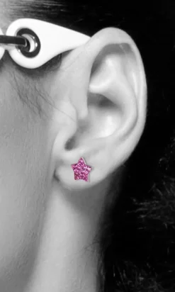 LUISIA® Ohrringe Stern mit Kristallen von Swarovski® - 925 Sterling Silber - Pink