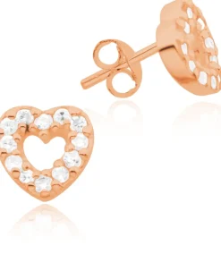 LUISIA® Ohrstecker Herz mit Zirkonia - 925 Sterling Silber Roségold