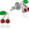 LUISIA® Ohrstecker "Kinder Ohrringe Kirschen mit Kristallen von Swarovski®" 925 Silber
