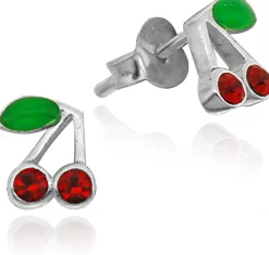 LUISIA® Ohrstecker "Kinder Ohrringe Kirschen mit Kristallen von Swarovski®" 925 Silber