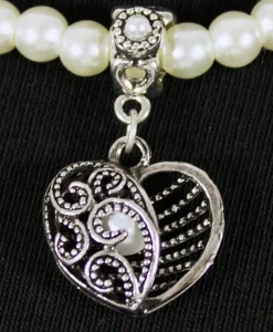 LUISIA® Perlenkette "Ariela" mit Herzanhänger | Brautschmuck Halskette Collier zu Dirndl Brautkleid