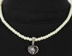 LUISIA® Perlenkette "Ariela" mit Herzanhänger | Brautschmuck Halskette Collier zu Dirndl Brautkleid