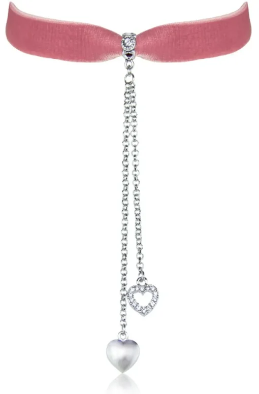 LUISIA® Samt Kropfband "Mattea" mit Kristallen von Swarovski® 48206 | Rosa - mit Herz Ketten
