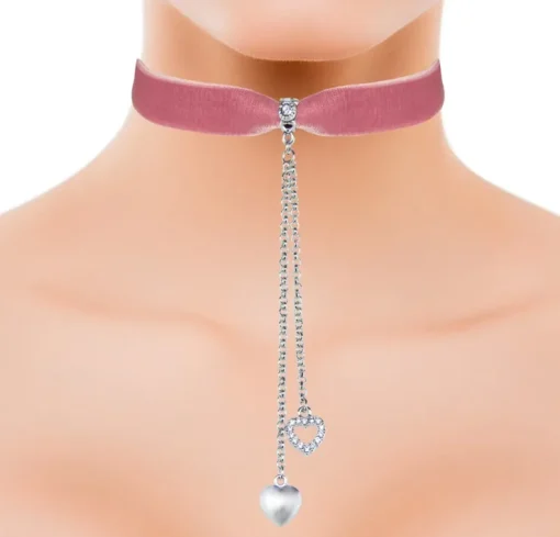 LUISIA® Samt Kropfband "Mattea" mit Kristallen von Swarovski® 48206 | Rosa - mit Herz Ketten