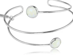 LUISIA® Spiral Armreif "Fjella" mit zwei Kristallen von Swarovski® - Silber / Light Grey Delite