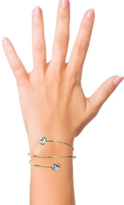 LUISIA® Spiral Armreif "Fjella" mit zwei Kristallen von Swarovski® - Silber / Aquamarine