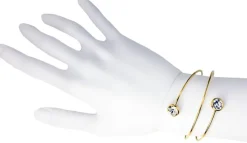 LUISIA® Spiral Armreif "Fjella" mit zwei Kristallen von Swarovski® - Silber / Peridot