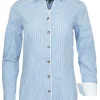Maddox Damen Langarm Trachtenbluse Innsbruck - Hellblau Sky