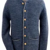 MADDOX Herren Trachten Strickjacke "Altishofen" mit Stehkragen | Indigo Blau