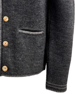 MADDOX Herren Trachten Strickjacke "Altishofen" mit Stehkragen | Anthrazit