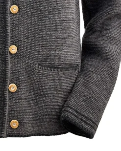 MADDOX Herren Trachten Strickjacke "Altishofen" mit Stehkragen | Kiesel Braun