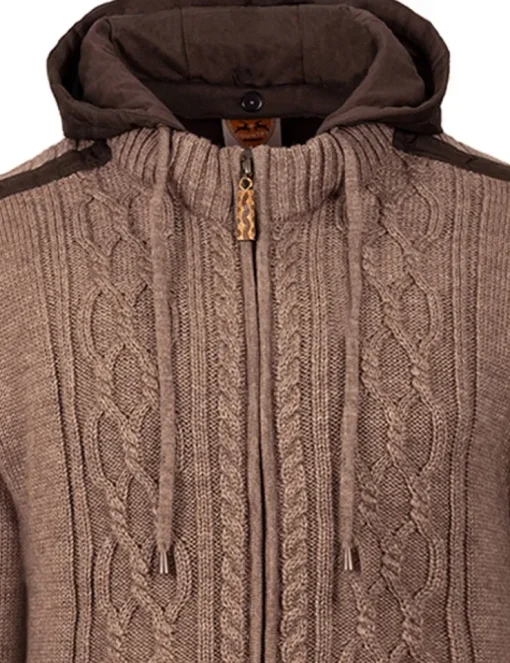 MADDOX Herren Trachten Strickjacke "Waidsee" mit Kapuze | Braun