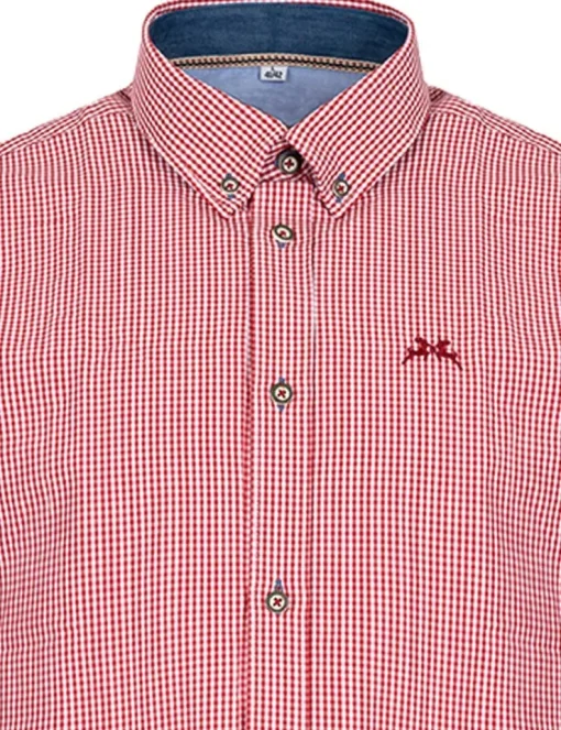 MADDOX Kariertes Trachtenhemd Button Down - Hemd-47 | Rot