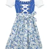 MADDOX Kinder Dirndl "Zillertal" 3-tlg. | Blümchenmuster Blau Weiß