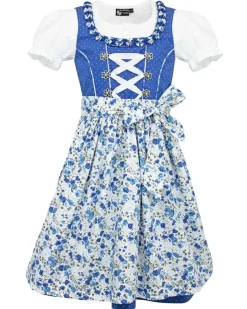MADDOX Kinder Dirndl "Zillertal" 3-tlg. | Blümchenmuster Blau Weiß