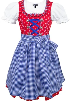 MADDOX Kinder Dirndl "Zillertal" 3-tlg. | Blümchenmuster Blau Rot