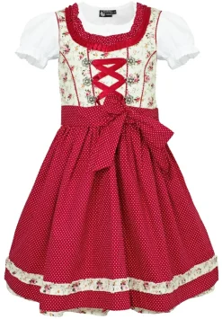 MADDOX Kinder Dirndl "Zermatt" 3-tlg. | Streublümchen Creme Rot