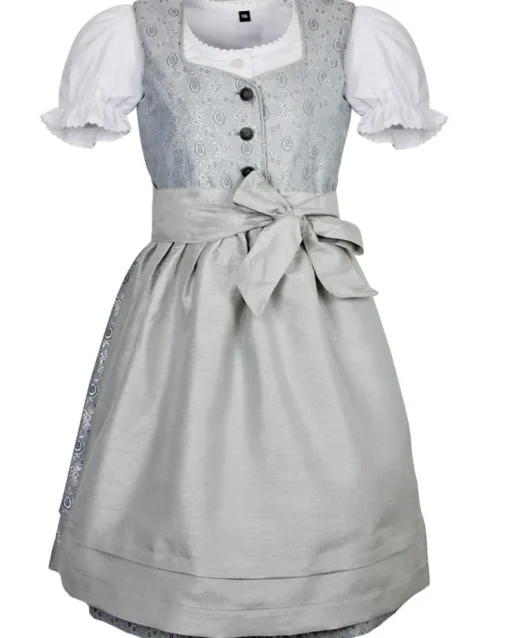 MADDOX Kinder Dirndl "Gabriella" 3-tlg. mit Bluse | Silber Glitzer