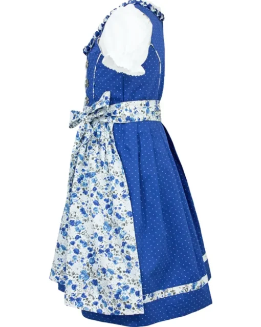 MADDOX Kinder Dirndl "Zillertal" 3-tlg. | Blümchenmuster Blau Weiß