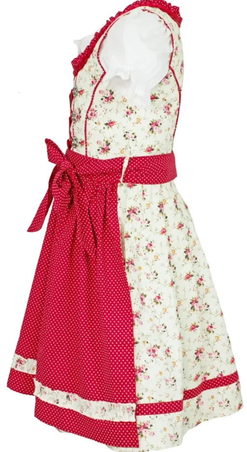 MADDOX Kinder Dirndl "Zermatt" 3-tlg. | Streublümchen Creme Rot