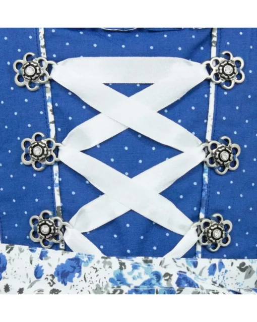 MADDOX Kinder Dirndl "Zillertal" 3-tlg. | Blümchenmuster Blau Weiß
