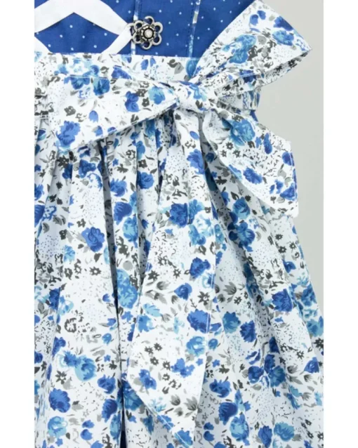 MADDOX Kinder Dirndl "Zillertal" 3-tlg. | Blümchenmuster Blau Weiß