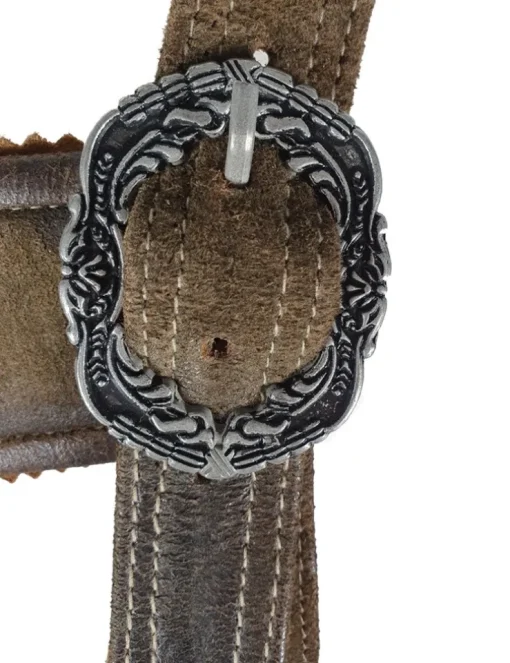 MADDOX Kniebund Lederhose "Meinrad" mit Stegträgern - Hopfen | Trachtenlederhose