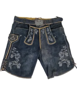 MADDOX Kurze Lederhose "Wetzikorn" mit Stickerei | Graphit