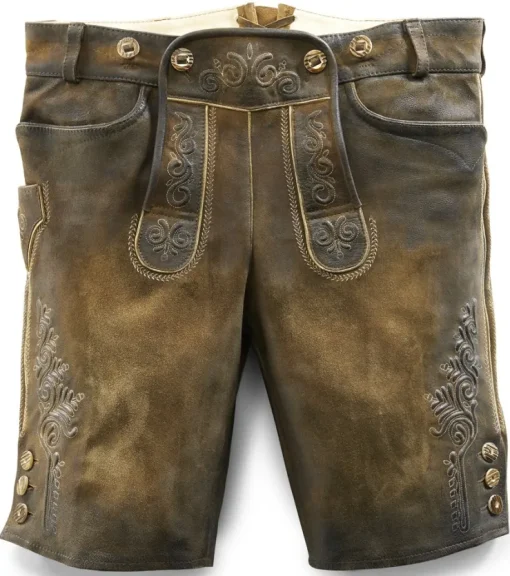 Maddox Kurze Lederhose Rafael - Antik Nuss
