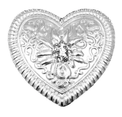 Magnet Brosche Tuchhalter - Weißgold Herz Ornament