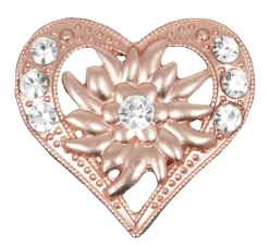 Magnet Brosche Tuchhalter - Roségold Herz mit Strass