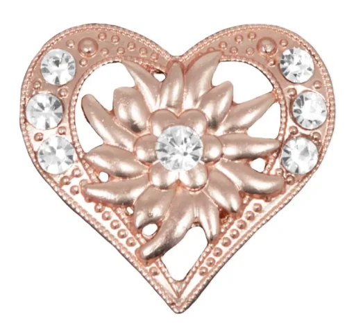 Magnet Brosche Tuchhalter - Roségold Herz mit Strass