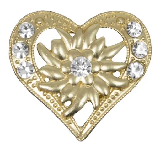 Magnet Brosche Tuchhalter - Gold Herz mit Strass
