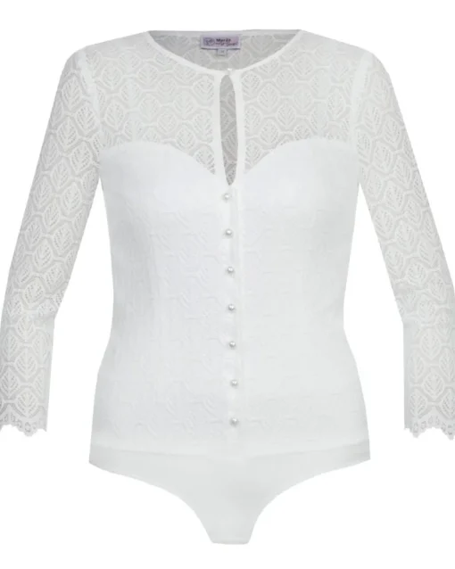 MarJo Blusen Body "Hilda-Anita" Spitze Halbarm 300700 | Off-White