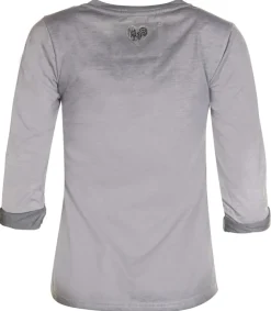 MarJo Damen Trachten Shirt "Narrisch" mit 3/4 Arm | Grau Blau