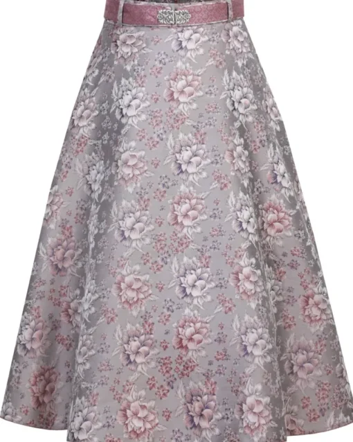 MarJo Damen Trachtenrock "Bianca" Blumenmuster 900070 | Dark Powder 70cm