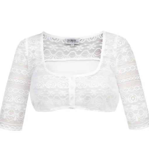 MarJo Dirndlbluse "Ganina-Candia" Traditionell Halbarm | Offwhite