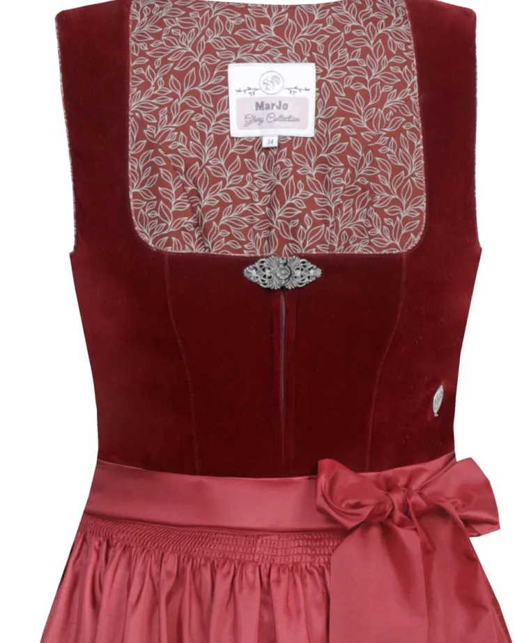 MarJo Samt Dirndl "Elisabeth" 697758 | Palisander Rot 58cm