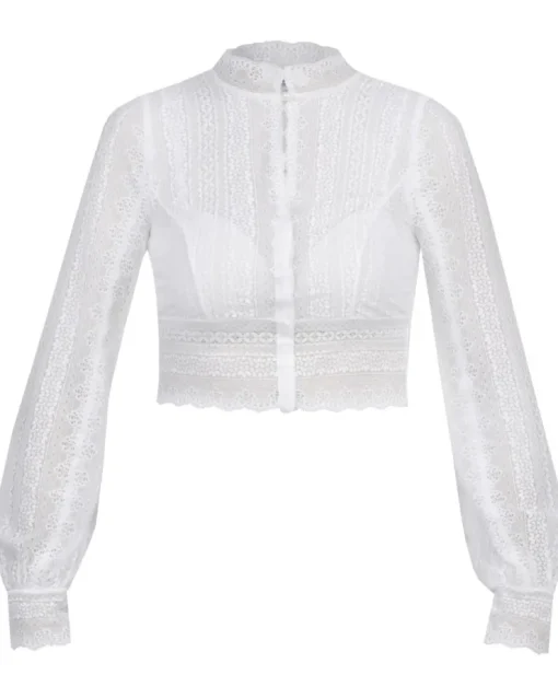 MarJo Spitzen Dirndlbluse "Hetty-Emilia" Langarm 302400 | Offwhite