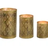 Metall Laternen mit Blattdesign - 3-tlg. Set Gold | 24791 - Kerzenhalter