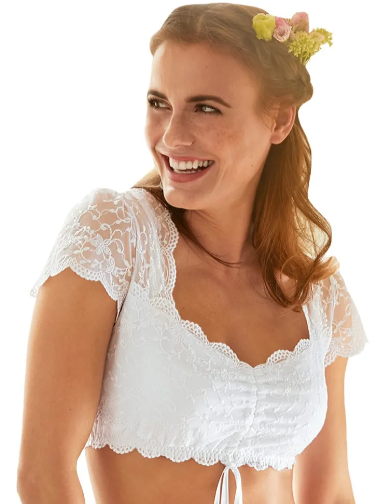 Nina von C. Spitzen Dirndlbluse "Valeska" Kurzarm 48462971 | Weiß