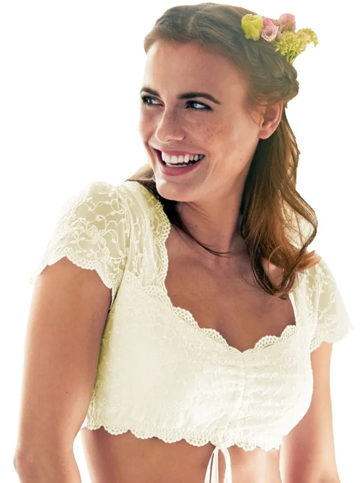 Nina von C. Spitzen Dirndlbluse "Valeska" Kurzarm 48462971 | Champagner