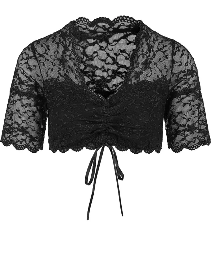 Nina von C. Spitzen Dirndlbluse "Linnea" Halbarm 48463971 | Schwarz