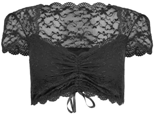 Nina von C. Spitzen Dirndlbluse "Valeska" Kurzarm 48462971 | Schwarz