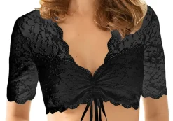 Nina von C. Spitzen Dirndlbluse "Linnea" Halbarm 48463971 | Schwarz