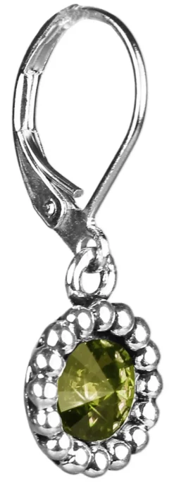 Ohrringe Aurelia mit rundem Anhänger und Kristallen von Swarovski® - Olivgrün
