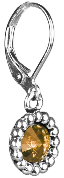 Ohrringe Aurelia mit rundem Anhänger und Kristallen von Swarovski® - Hellbraun