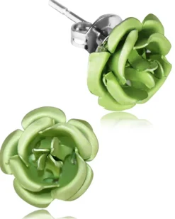 Ohrstecker "Amara" mit bunten Rosen 47958 | Hellgrün - Ohrringe