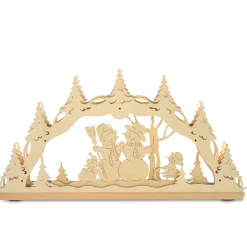 Original Erzgebirge Holz Lichterbogen "Schneemannfamilie" 55 cm | 13000 - Schwibbogen